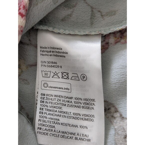 H&M GP&J Baker Collab Top Womens sz 8 Floral Bird Blouse Mint Blue Cottagecore - Picture 10 of 14